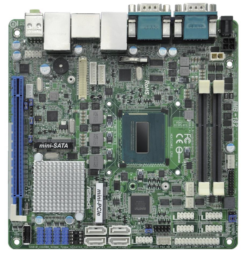 IMB-182 - Mini-ITX Industrial Motherboard with Intel QM87 Chipset for 4th Generation Intel Core i3/i5/i7 Socket FCBGA1364 Mobile Processors