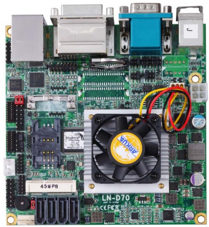 LN-D70-G -Nano-ITX Industrial Motherboard supporting the Intel Celeron J1900, Intel Celeron N2930 and the Intel Atom E3845 SoC Processors