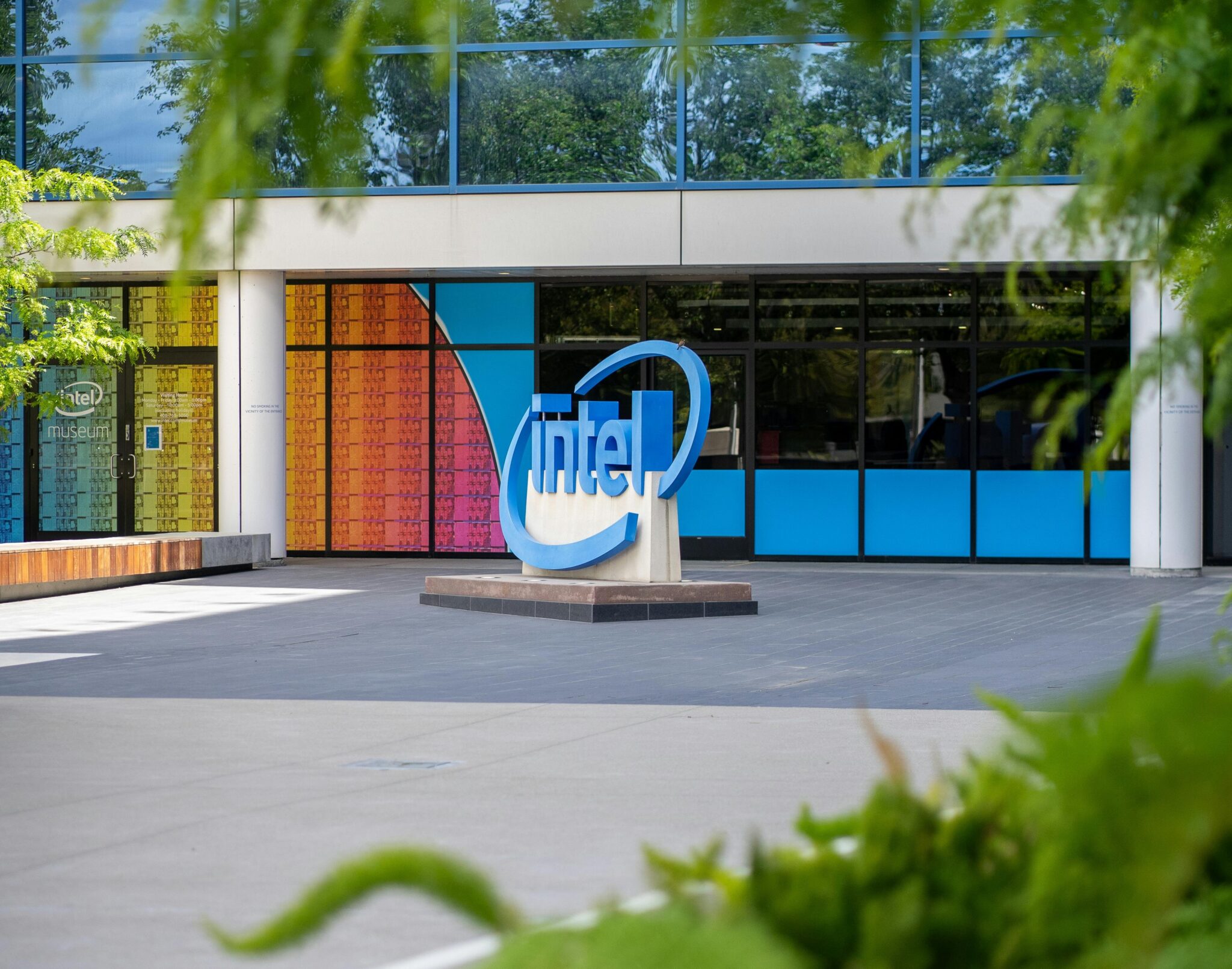 Intel sign in front of building